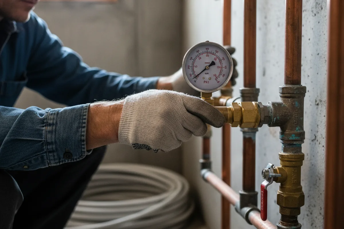 Pressure testing a repaired line during Water Line Repair in Bells